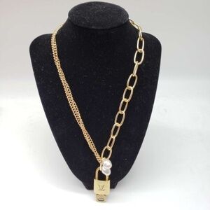 Authentic Louis Vuitton Lock and Key Gold Color with Gold Plated Chain Necklace